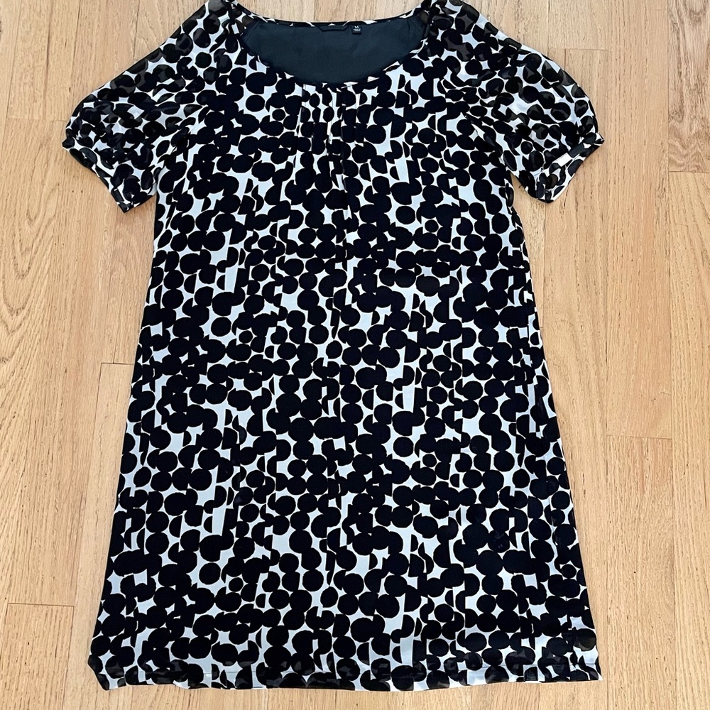 Uniqlo Circles Black & White Chiffon Dress, sz M - Picture 3 of 11
